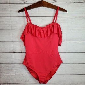 BLEU Women's Pink Ruffled Rod Beattie One Piece Swimsuit Size 14